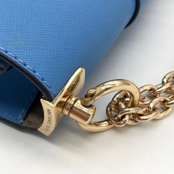 Michael Kors Blue Saffiano Leather Greenwich Small Crossbody Bag - Picture 11 of 12